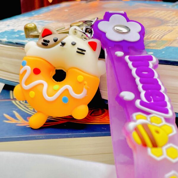 Yellow Cat 3D Animal Donut Keychain