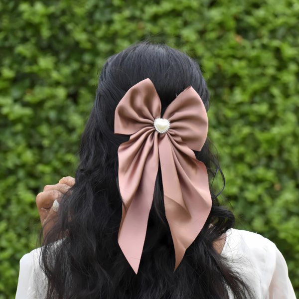 Luxurious Peach Pink Hair Bow Clip