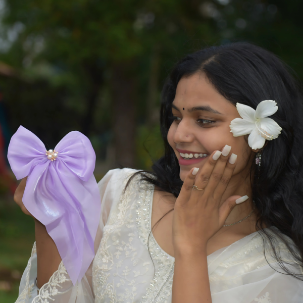 Lavender Dream Satin Hair Bow Clip