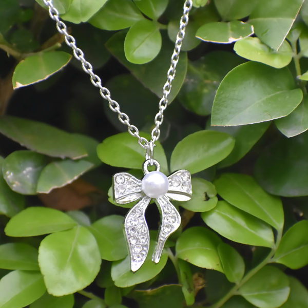 Princess Pearl Bow Pendant - Image 3