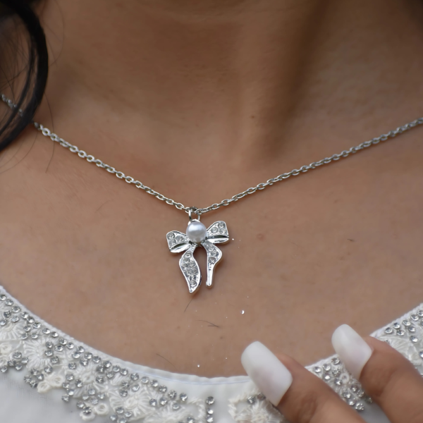 Princess Pearl Bow Pendant - Image 2
