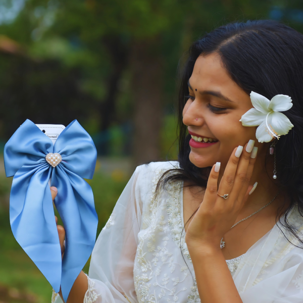 Cloudy Blue Elegant Hair Bow