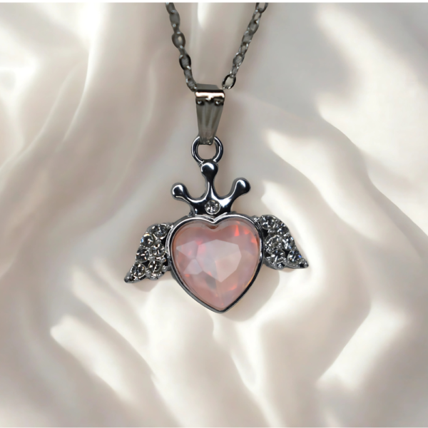 Heart with Wings Crystal Charm