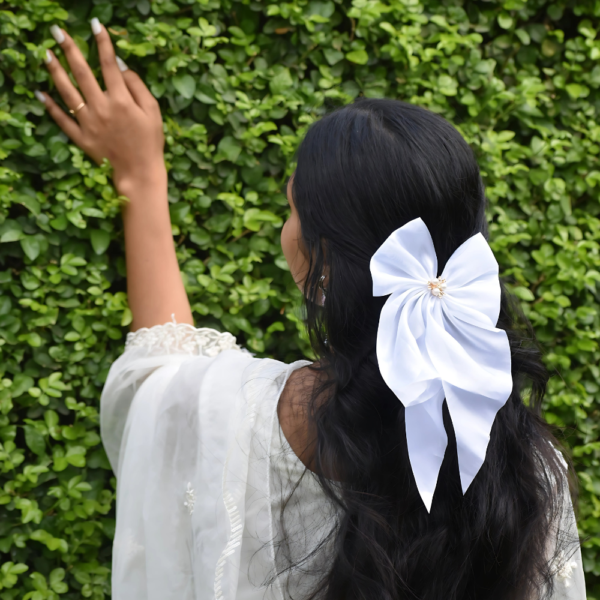 Luxurious White Hair Bow Clip
