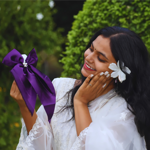 Purple Satin Classy Hair Bow Clip