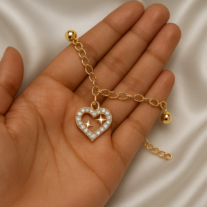 Golden Glam Heart Unisex Bracelet