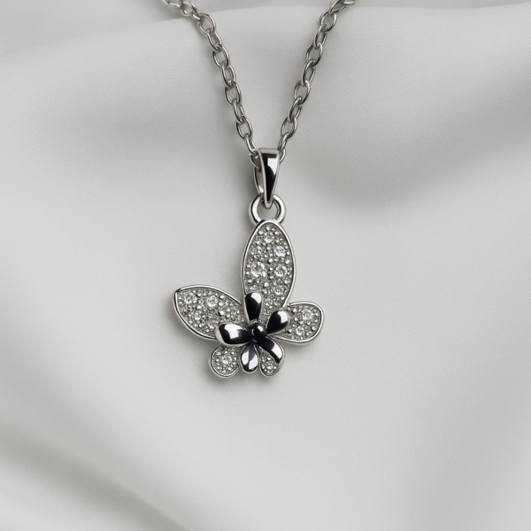 Luminous White Butterfly Pendant