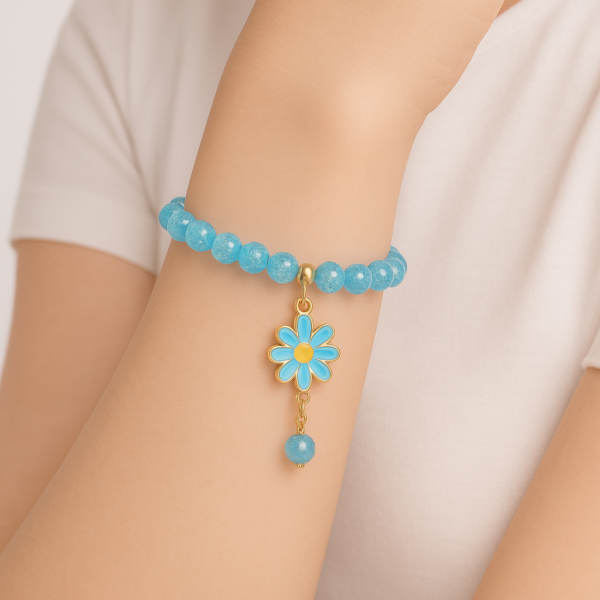 Glass Platinum Bead Korean Charm Bracelet for Women