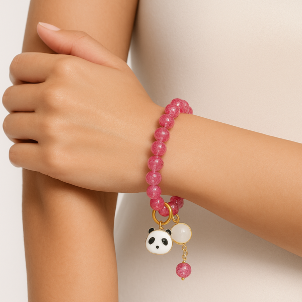 Premium Pink Panda Charm Minimalist Fashionable Stretchable Bracelet
