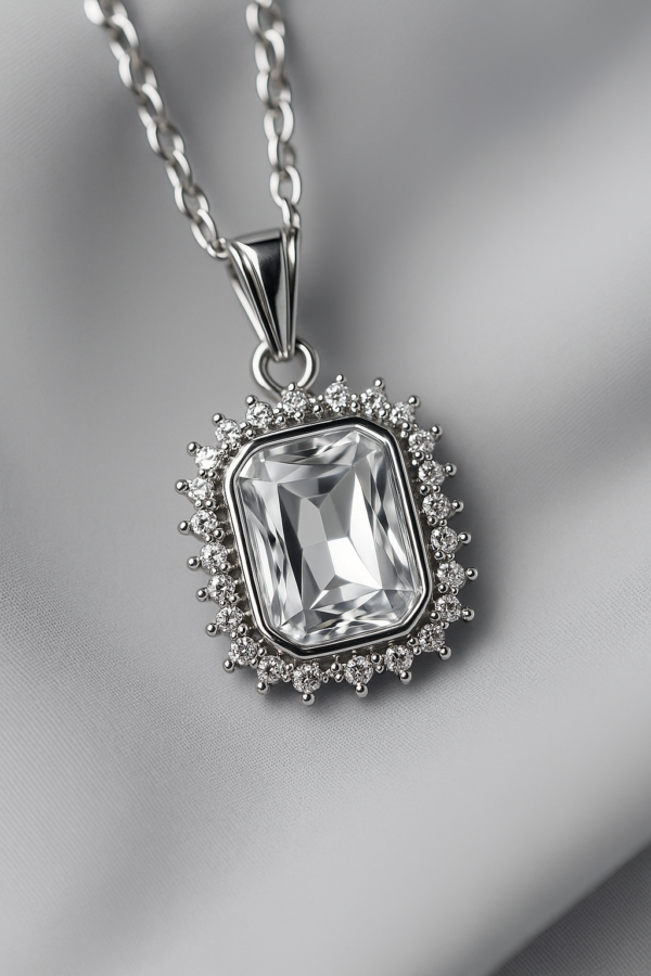 Silver Plated White Elegant Pendant - Image 2
