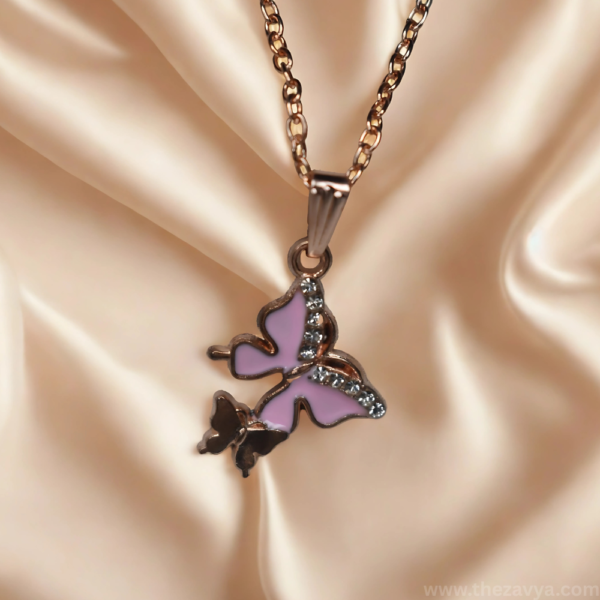 Pink Charm Golden Butterfly Pendant